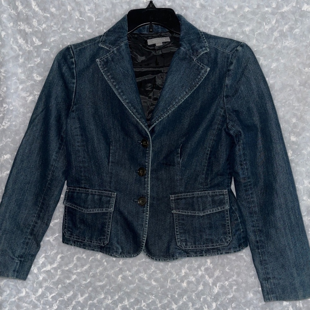 Ann Taylor Dark Indigo Denim Jacket Blazer